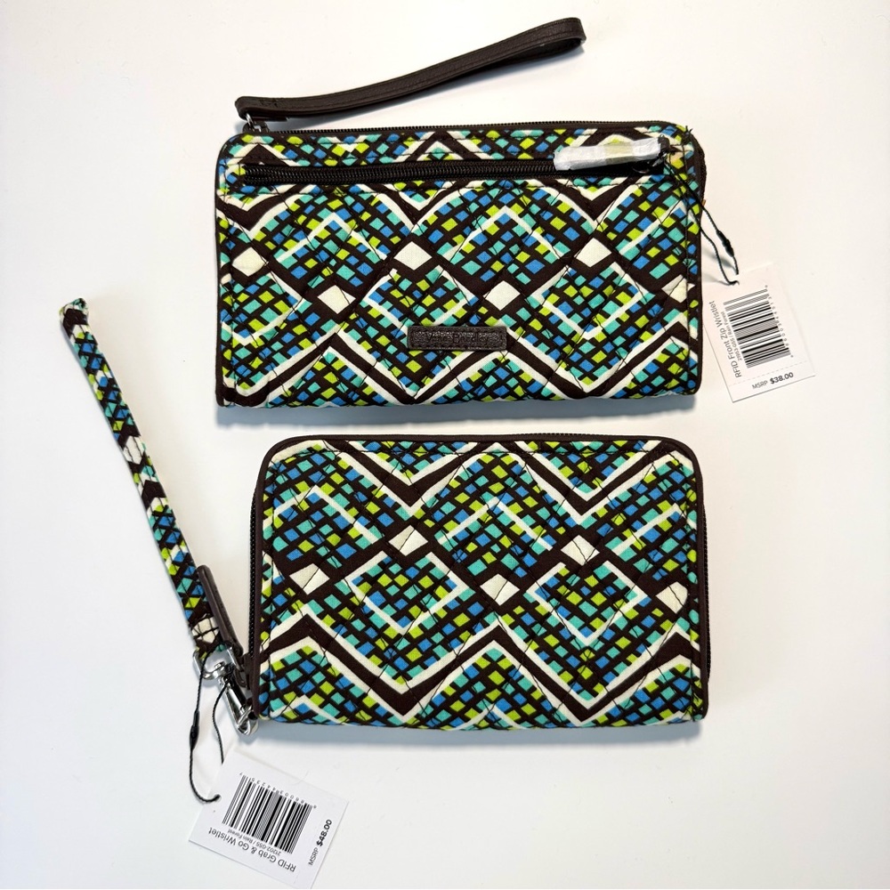 NWT Vera Bradley Set of 2 Rain Forest Zip Wallet and Grab & Go Wristlet